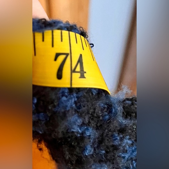 Chaps Blue Knit Poncho with Fringe Serape Boho Chic Hippy Hippie Cozy Casual - Picture 17 of 17